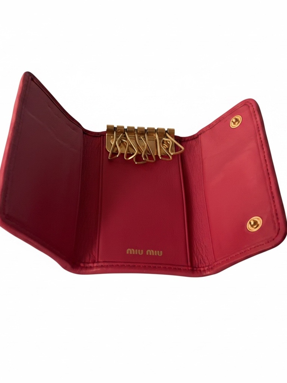Miu Miu Matelassé Nappa Leather Wallet & 6-Ring Key Case Set - Pink/Fuschia - Picture 14 of 14